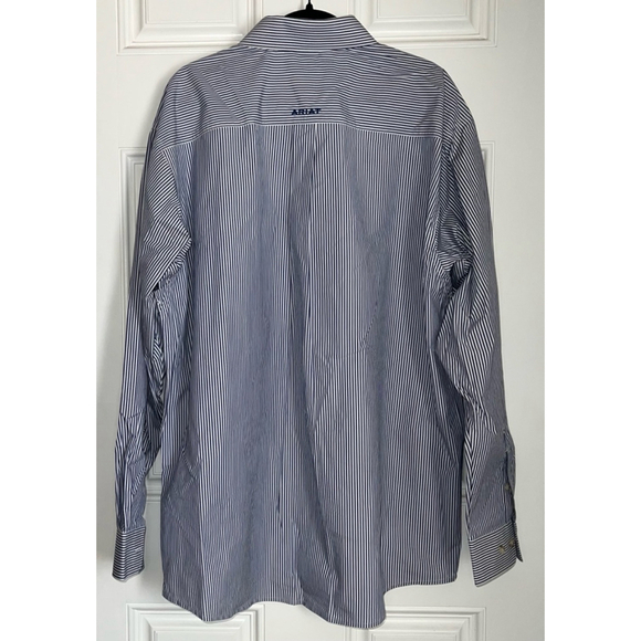 Men's Ariat Shirt, Blue & White Striped, Size XL - Picture 4 of 11